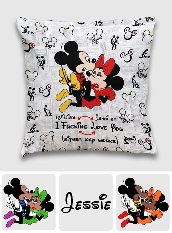 I Love You Mouse Couple - Personalized Mouse Throw Pillow