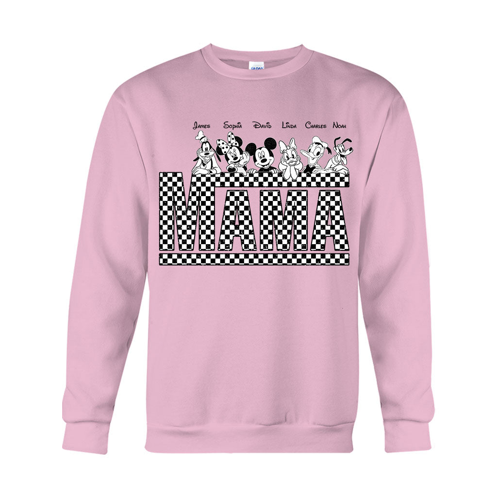Vintage Checkered Mama Dada Mini Grandma Grandpa - Personalized Mouse T-shirt And Hoodie