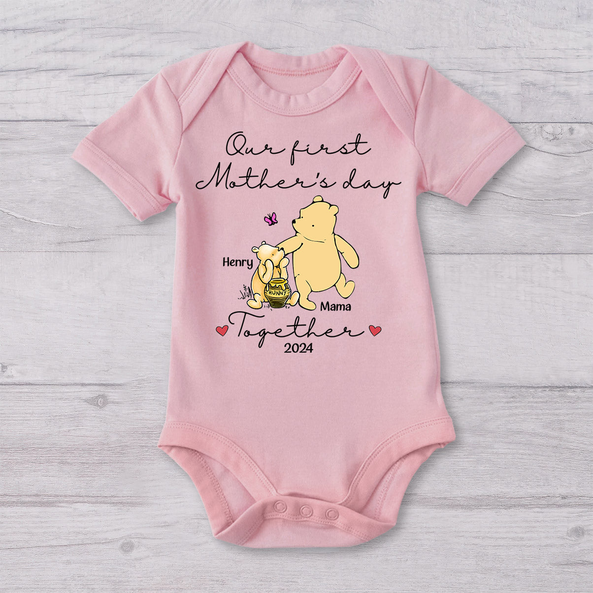 Our First Mother's Day Together - Personalized Mouse T-shirt And Baby Onesie