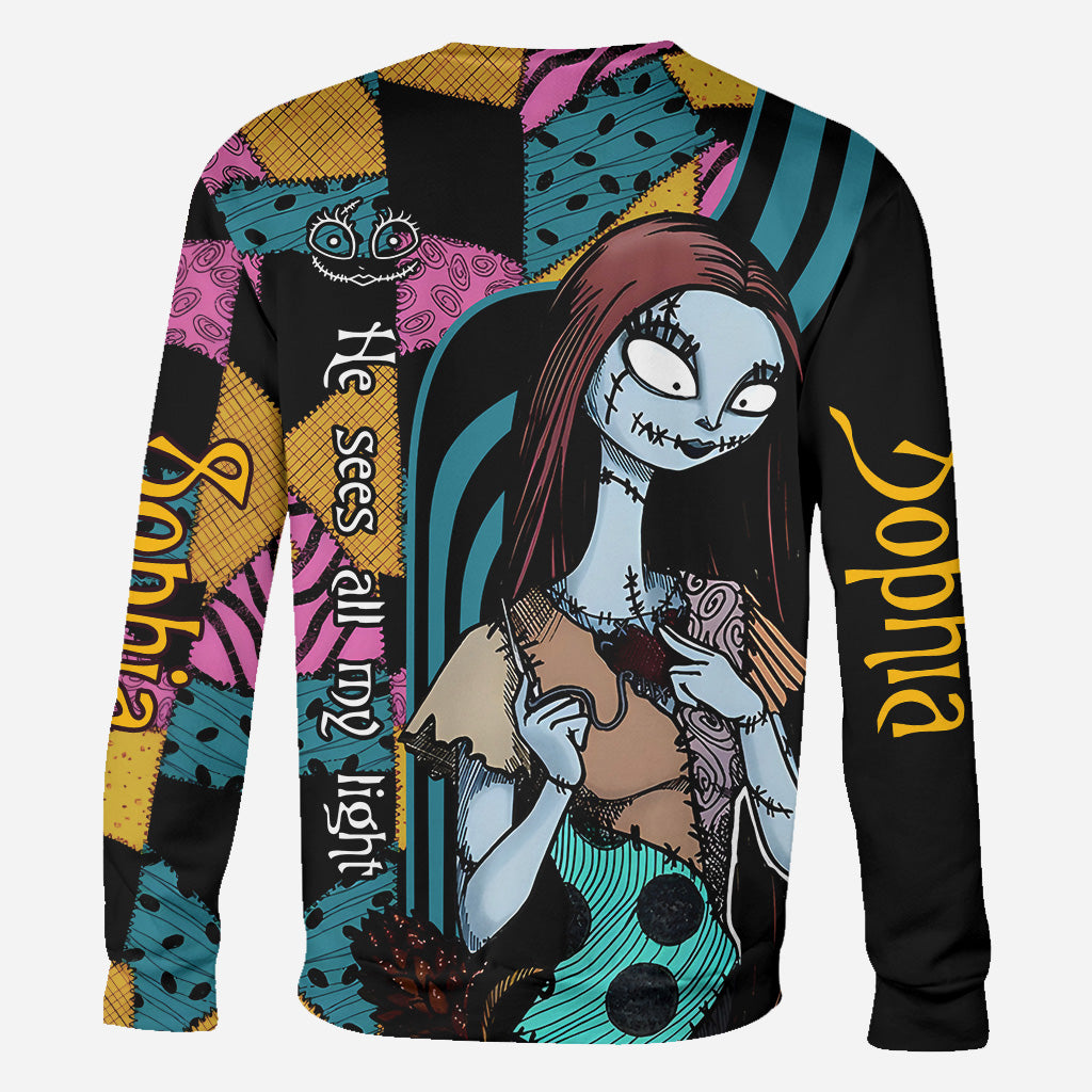 He Sees All My Light She Accepted All My Dark - Personalized Nightmare All Over Shirt