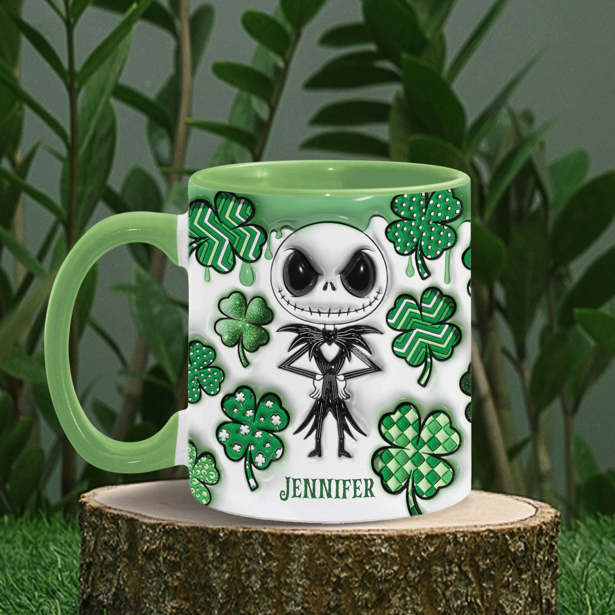 Lucky Nightmare Shamrocks - Personalized Nightmare Accent Mug