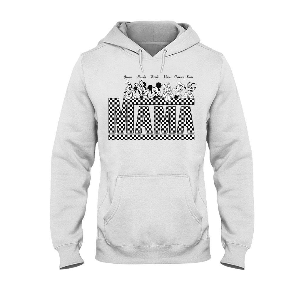 Vintage Checkered Mama Dada Mini Grandma Grandpa - Personalized Mouse T-shirt And Hoodie