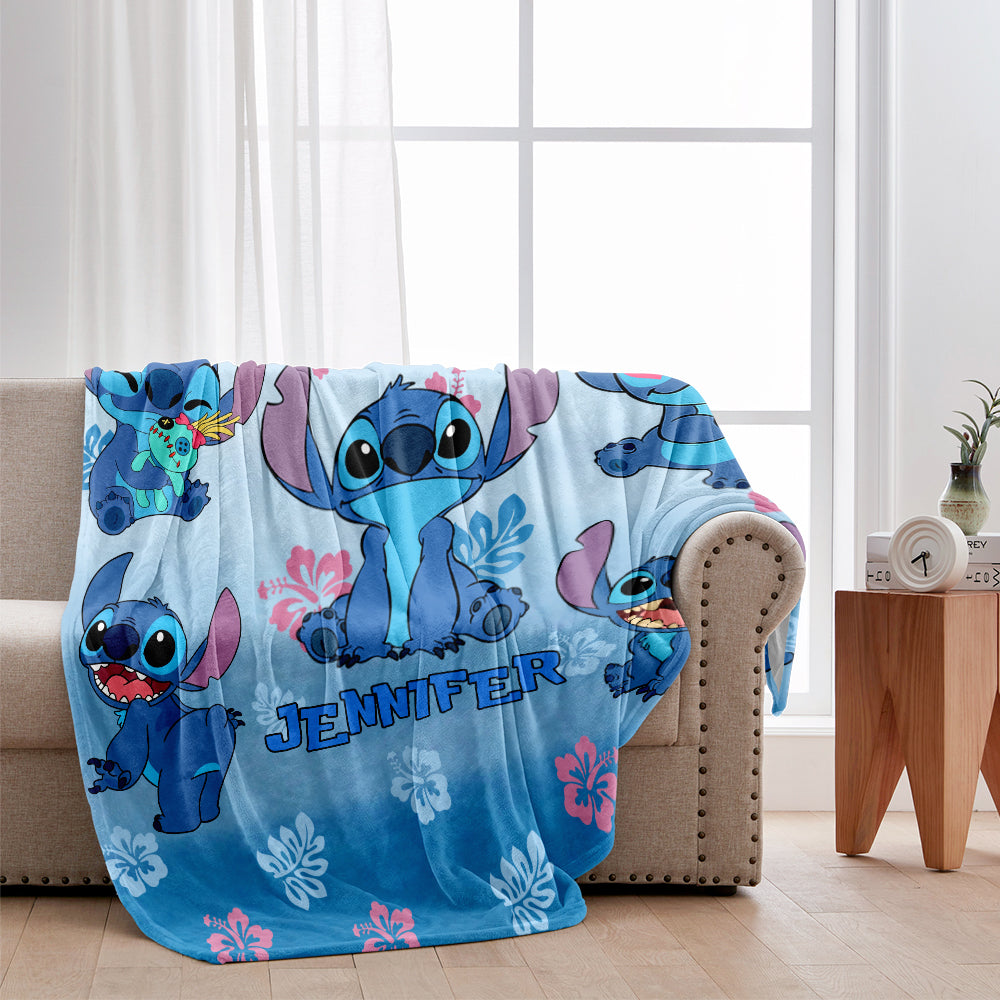 Blue Gradient Ohana - Personalized Ohana Blanket