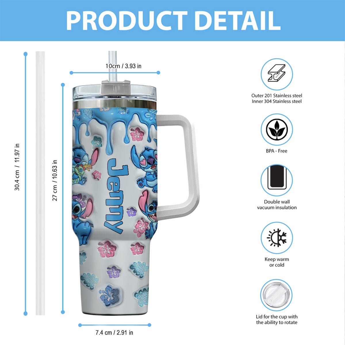 Ohana Means Family - Personalized Ohana Tumbler With Handle