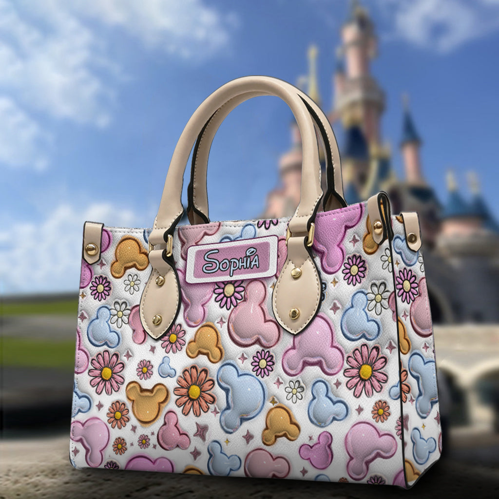 Foral Sping Disney - Personalized Mouse Leather Handbag