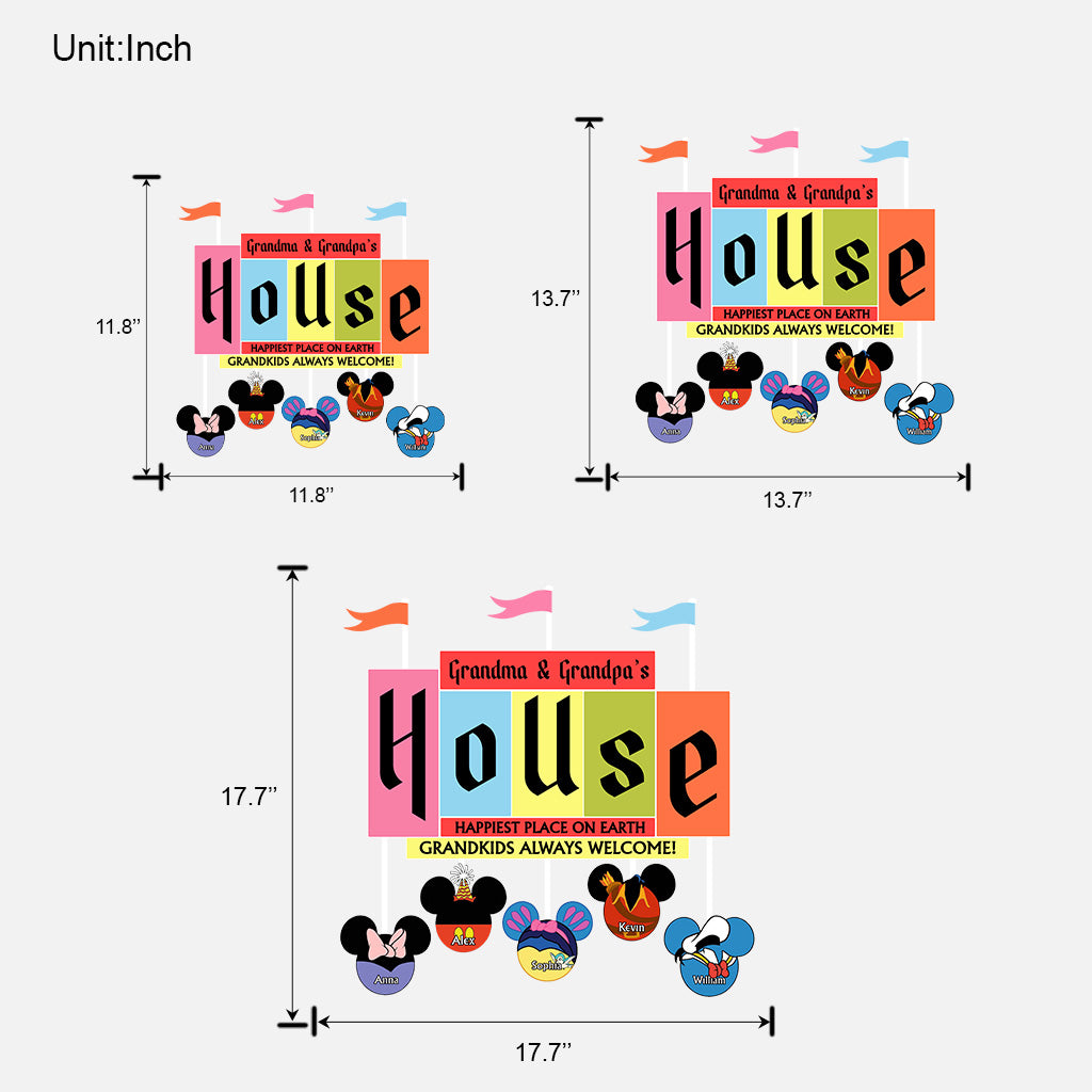 Happiest Place On Earth Grandkids Always Welcome - Personalized Mouse Custom Shaped Wood Sign