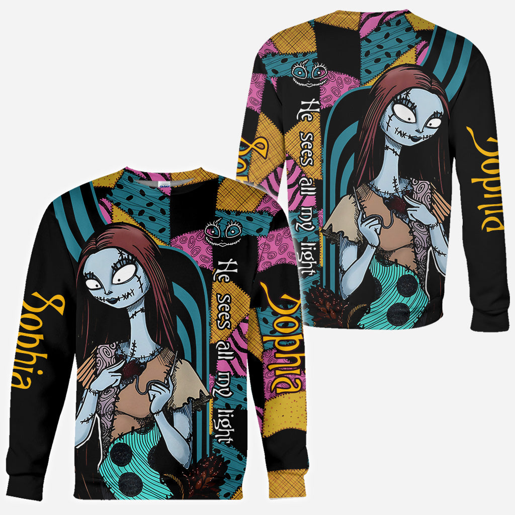 He Sees All My Light She Accepted All My Dark - Personalized Nightmare All Over Shirt