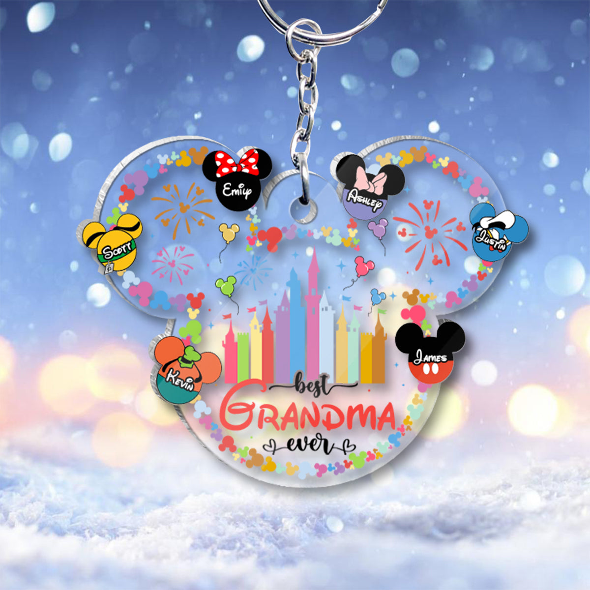 Best Grandma Mom Ever - Personalized Mouse Transparent Keychain