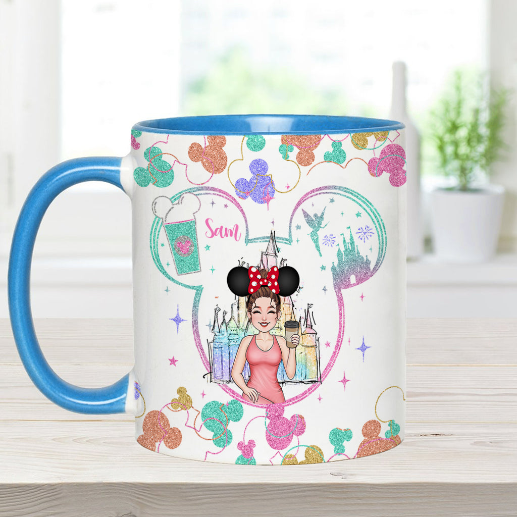 This Mom Runs On Coffee Magic - Personalized Mouse Accent Mug