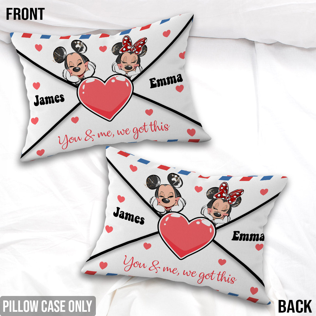 You And Me We Got This Love Letter Envelope Mouse Ears - Personalized Mouse Rectangle Pillow Cover