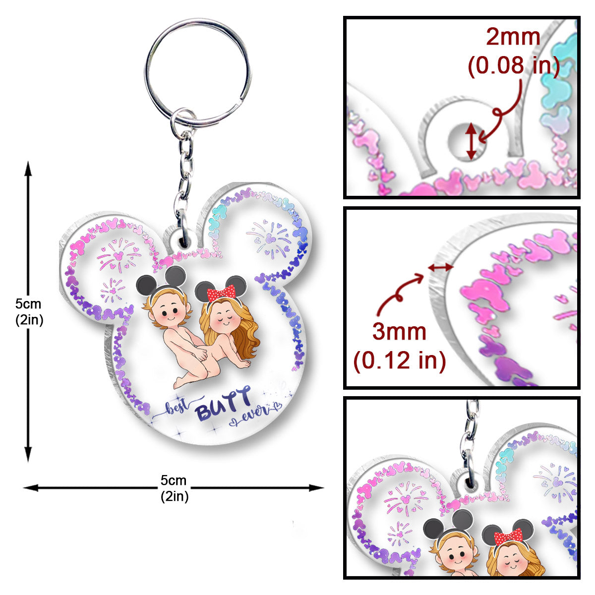Best Butt Ever Mouse Ears Naughty - Personalized Mouse Transparent Keychain