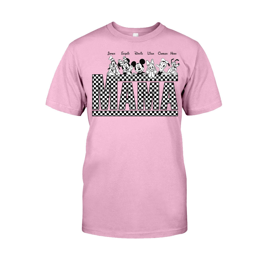Vintage Checkered Mama Dada Mini Grandma Grandpa - Personalized Mouse T-shirt And Hoodie