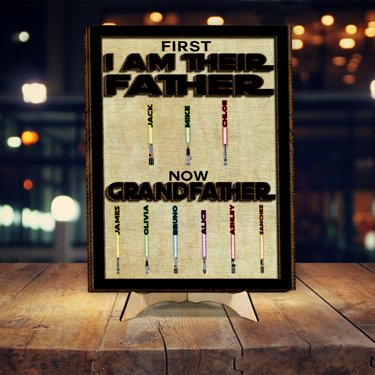 First Father Now Grandfather - Personalized The Force 2 Layered Wood Sign / Wood Plaque