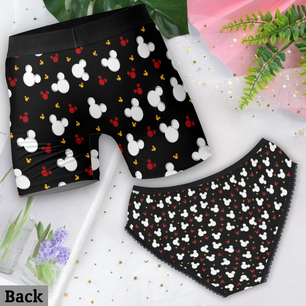 Property Of Him/Her - Personalized Mouse Lace Border Women Briefs And Men’s Boxer Briefs