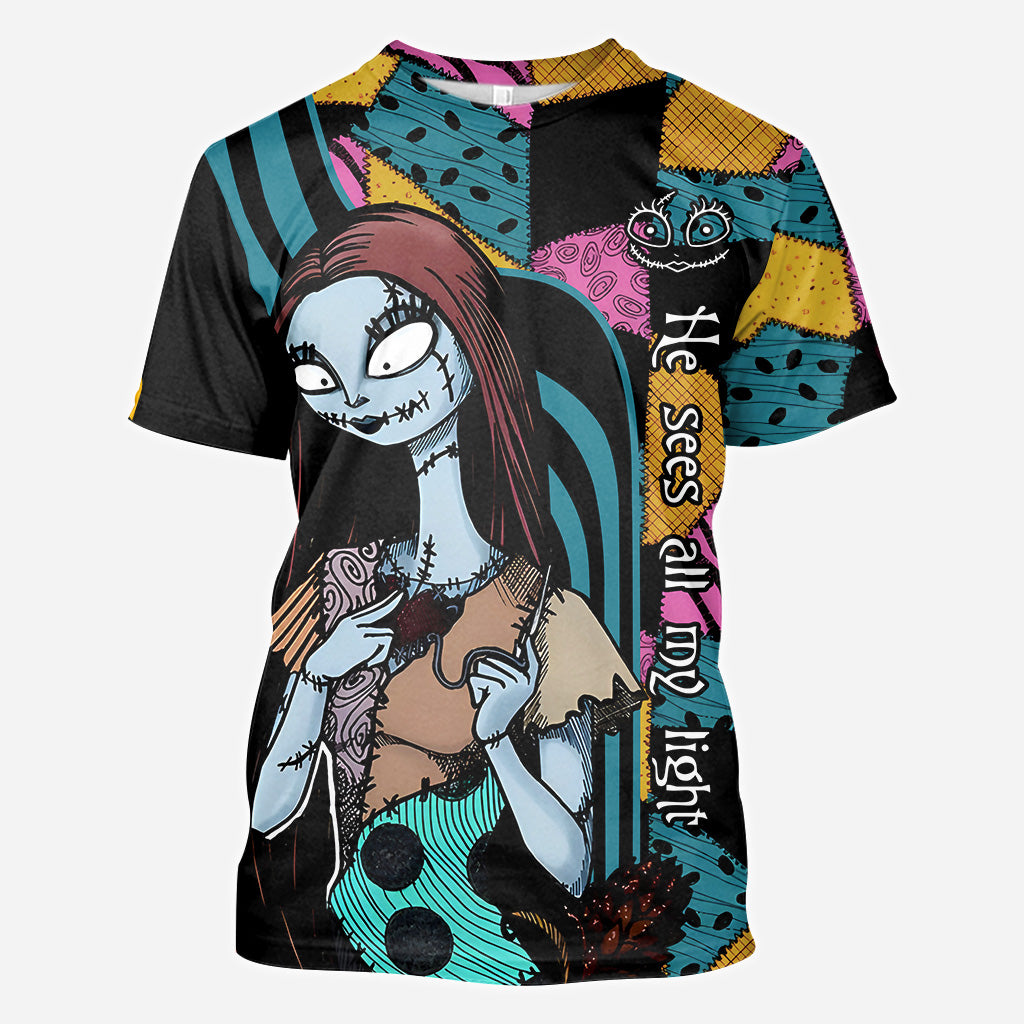 He Sees All My Light She Accepted All My Dark - Personalized Nightmare All Over Shirt