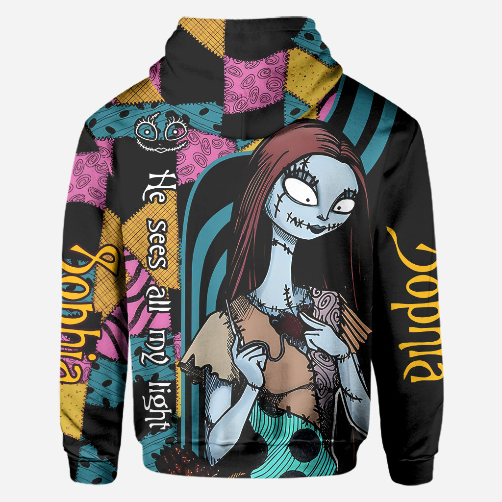 He Sees All My Light She Accepted All My Dark - Personalized Nightmare All Over Shirt