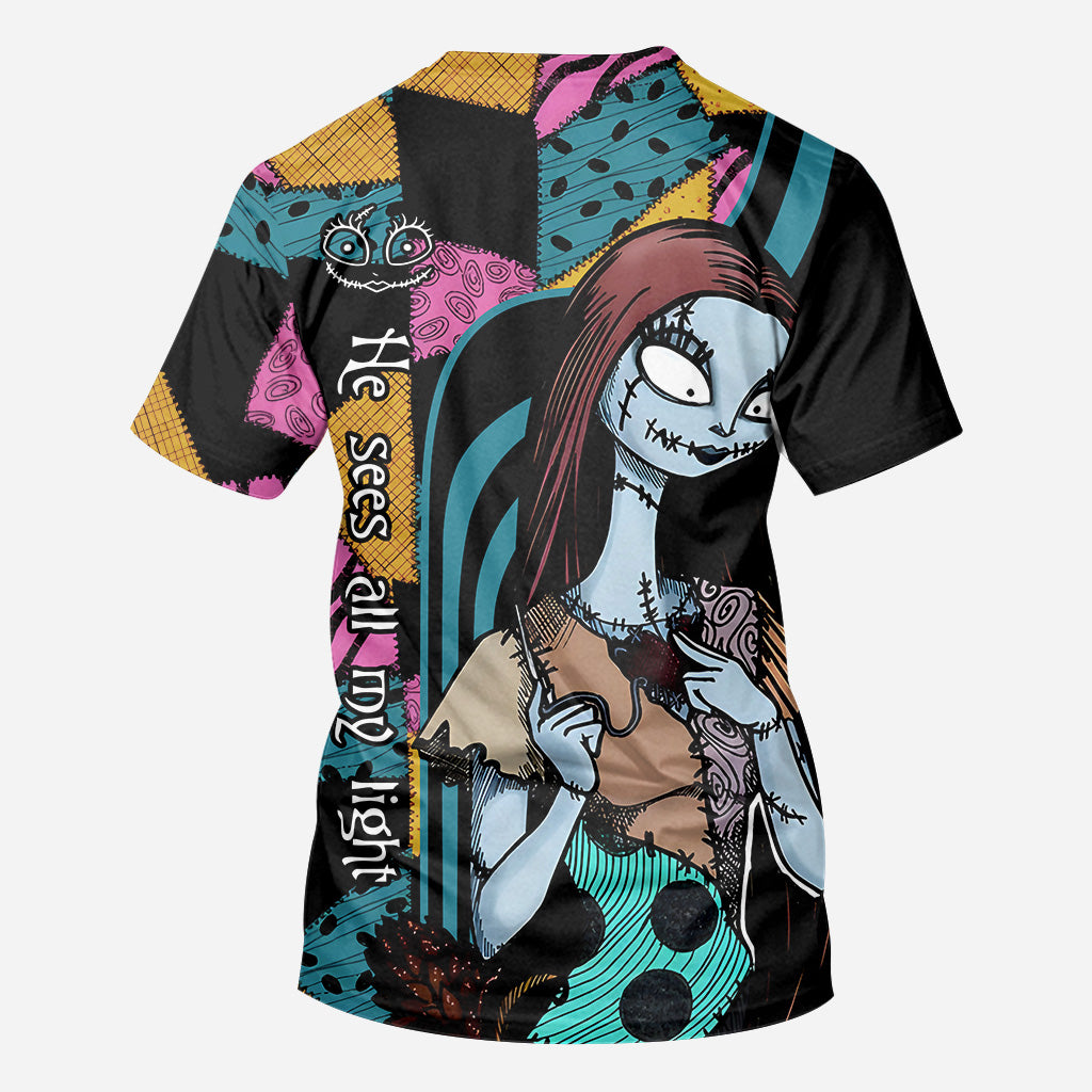 He Sees All My Light She Accepted All My Dark - Personalized Nightmare All Over Shirt