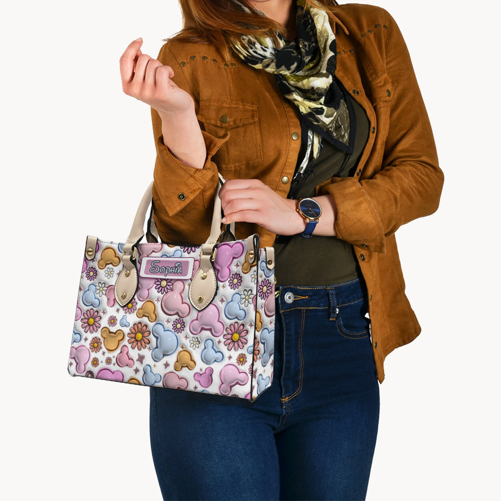 Foral Sping Disney - Personalized Mouse Leather Handbag