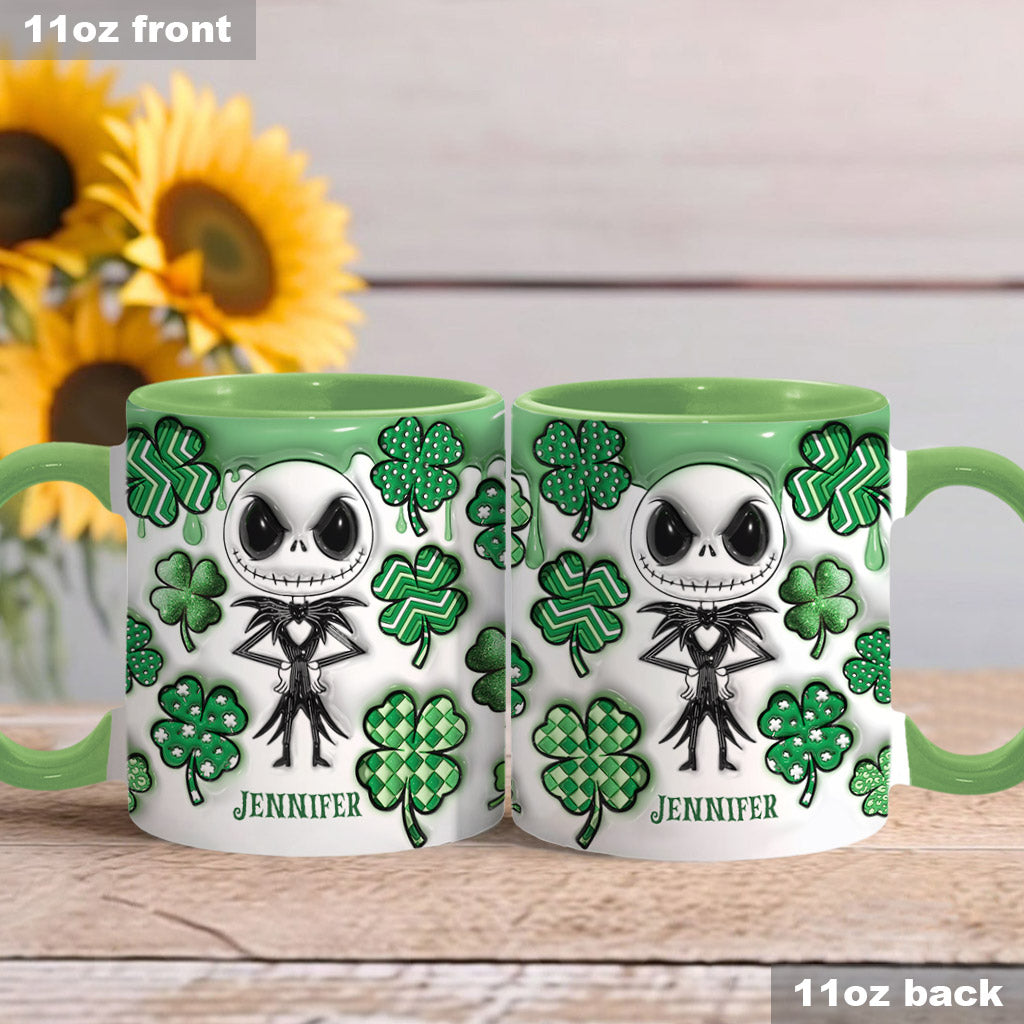 Lucky Nightmare Shamrocks - Personalized Nightmare Accent Mug