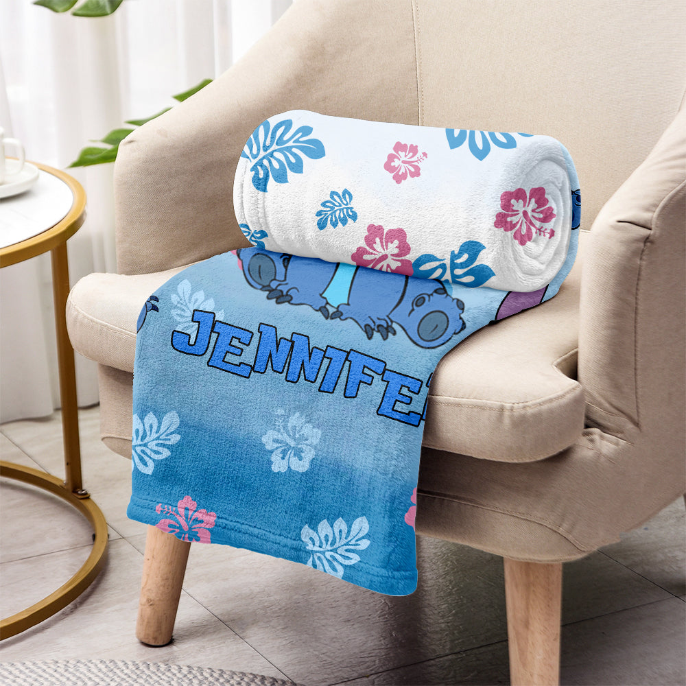 Blue Gradient Ohana - Personalized Ohana Blanket