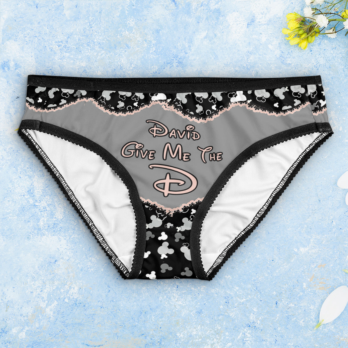 Give Me The D - Personalized Mouse Lace Border Women Briefs
