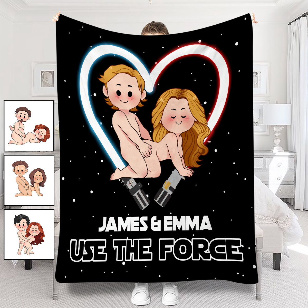 Use The Force Naughty - Personalized The Force Blanket