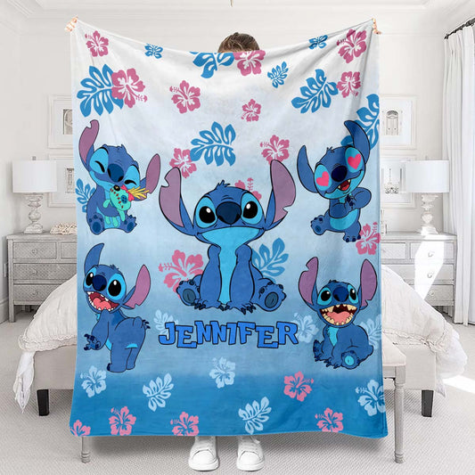 Blue Gradient Ohana - Personalized Ohana Blanket