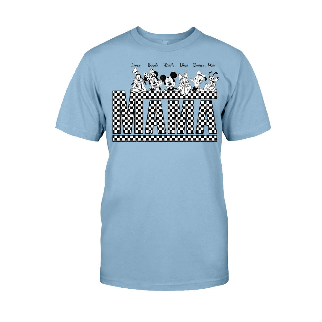 Vintage Checkered Mama Dada Mini Grandma Grandpa - Personalized Mouse T-shirt And Hoodie