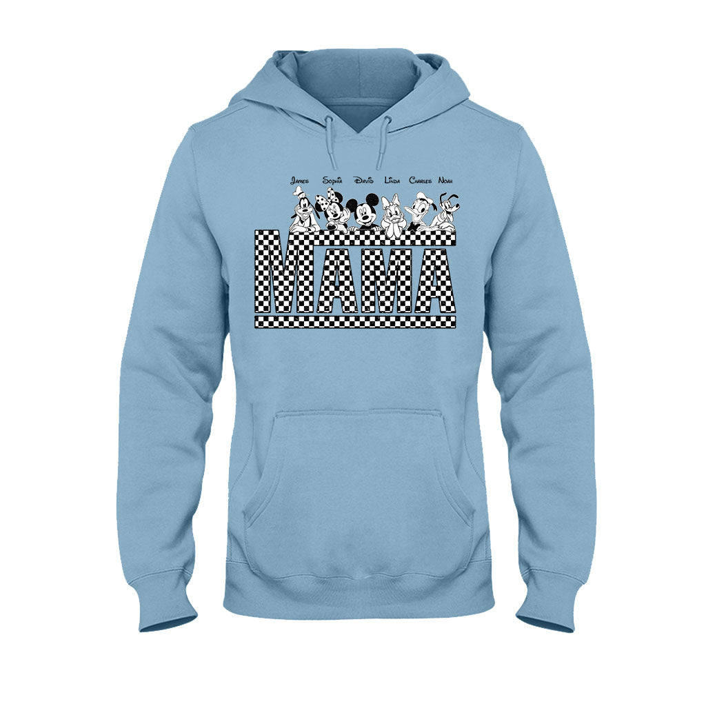 Vintage Checkered Mama Dada Mini Grandma Grandpa - Personalized Mouse T-shirt And Hoodie