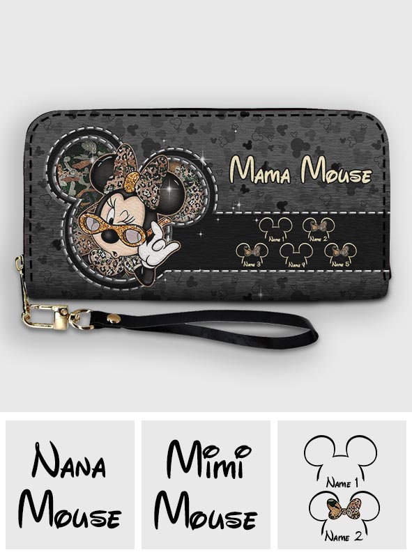 Mama Mouse - Personalized Mouse Leather Long Wallet