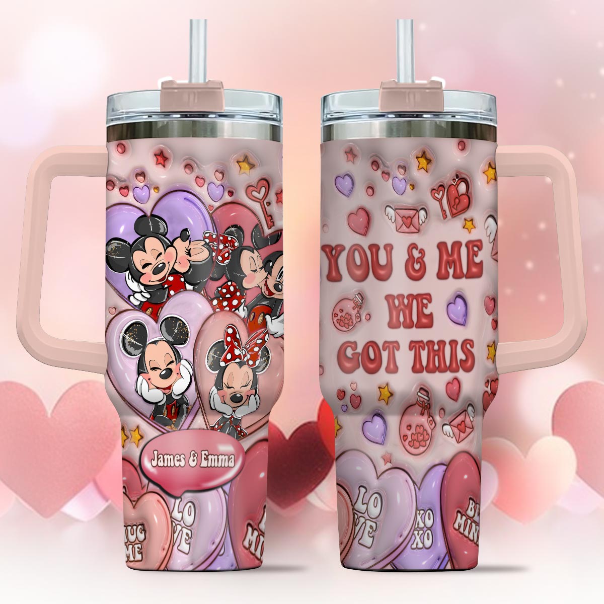 You And Me We Got This Mouse Ears Couple - Personalized Mouse Tumbler With Handle