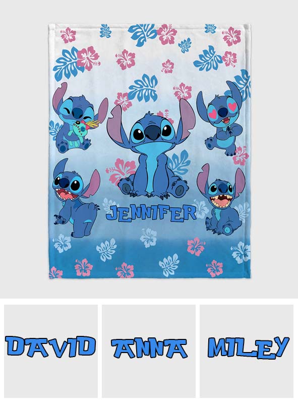 Blue Gradient Ohana - Personalized Ohana Blanket