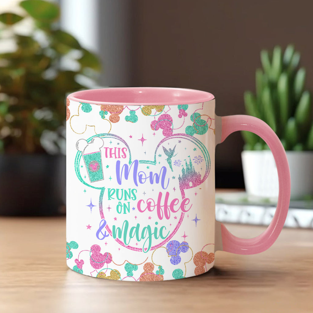 This Mom Runs On Coffee Magic - Personalized Mouse Accent Mug