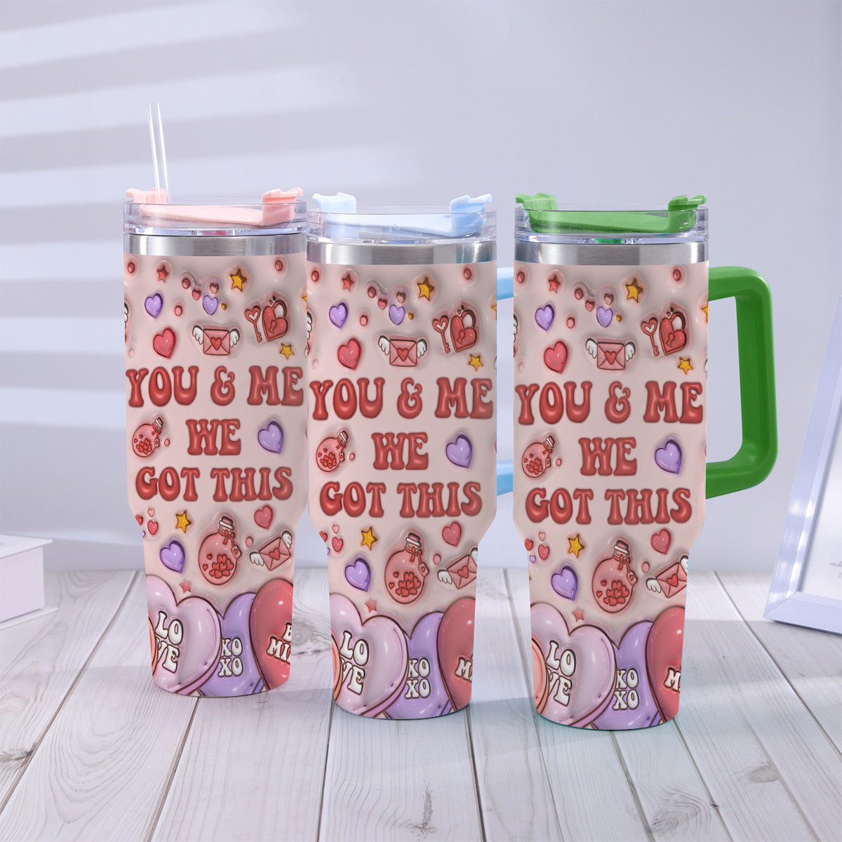 You And Me We Got This Mouse Ears Couple - Personalized Mouse Tumbler With Handle