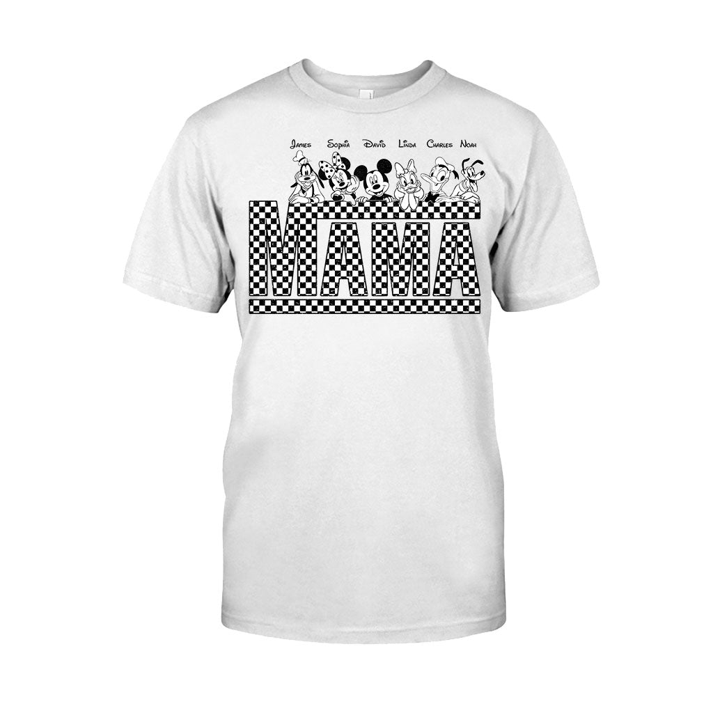 Vintage Checkered Mama Dada Mini Grandma Grandpa - Personalized Mouse T-shirt And Hoodie