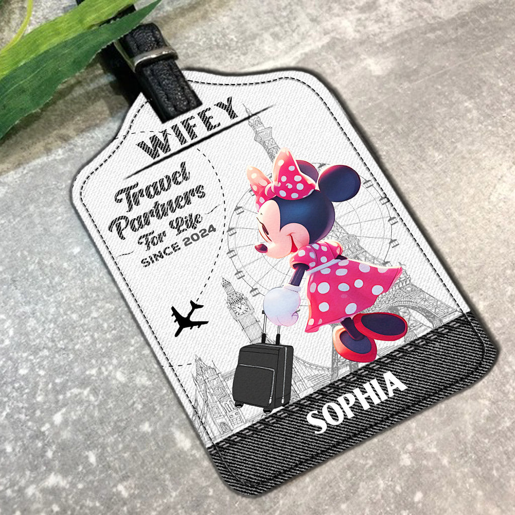 Travel Partners For Life - Personalized Mouse Leather Luggage Tag