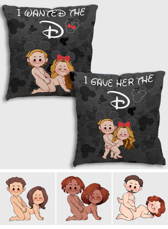 I Wanted The D I Gave Her The D Mouse Ears Couple - Personalized Mouse Throw Pillow