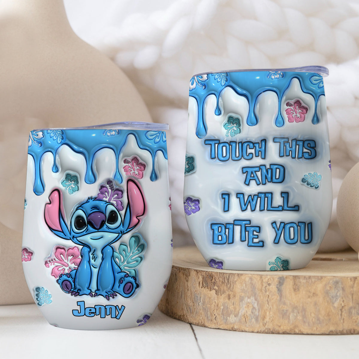 Touch Me And I Will Bite - Personalized Ohana Wine Tumbler