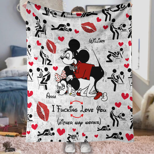 I Love You Funny Couple - Personalized Mouse Blanket