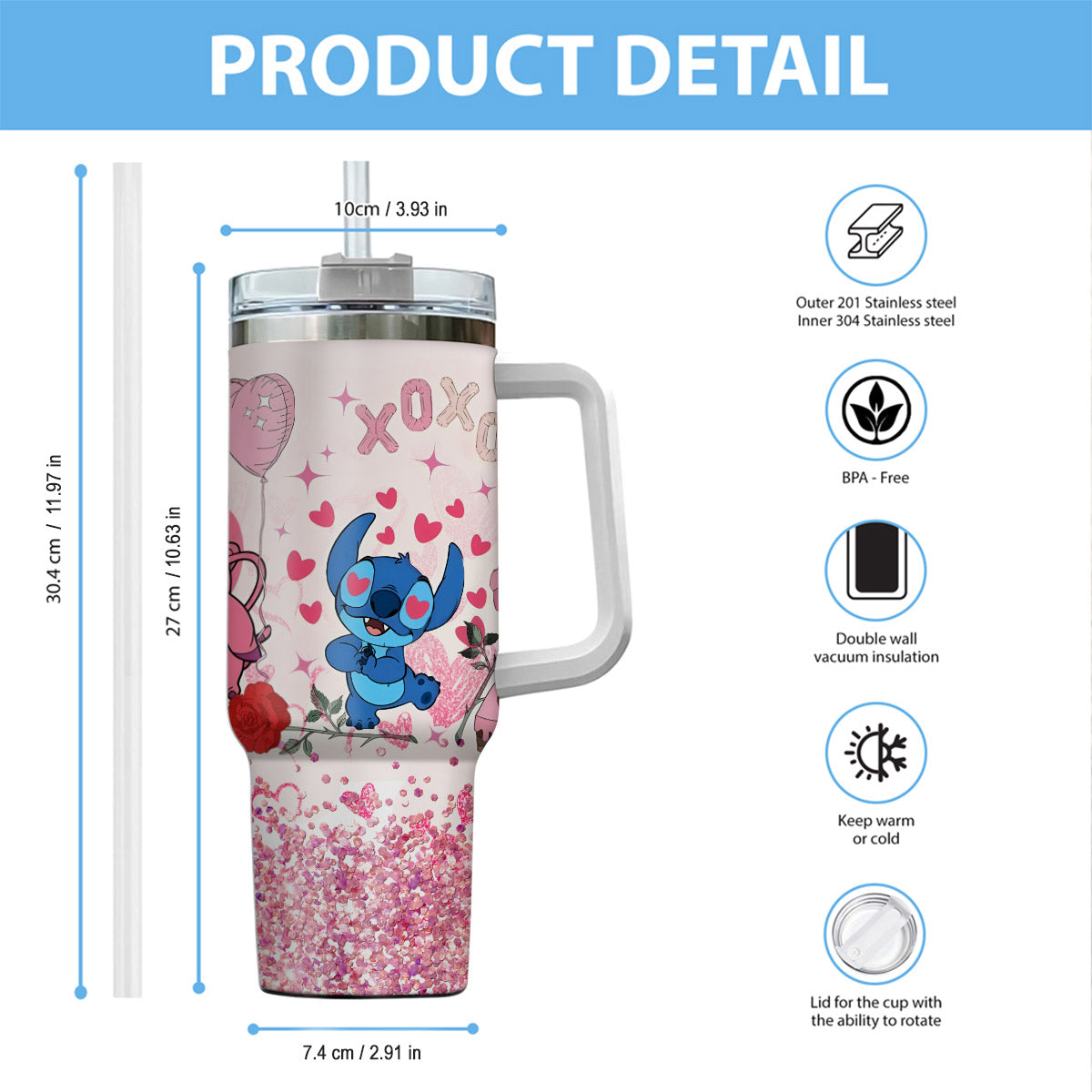 Cupid Vibes - Personalized Ohana Tumbler With Handle