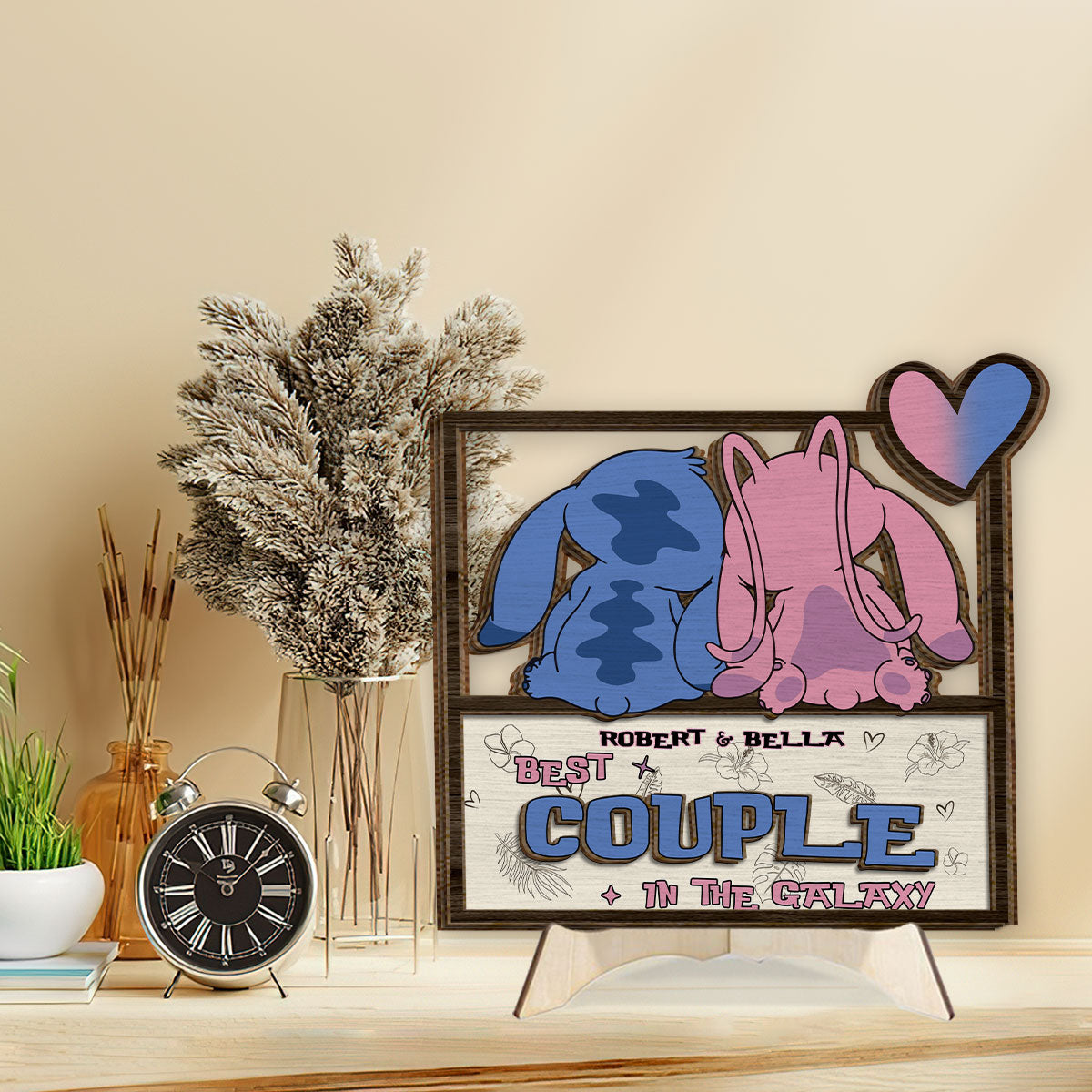 Best Couple In The Galaxy - Personalized Ohana 2 Layered Wood Sign / Wood Plaque