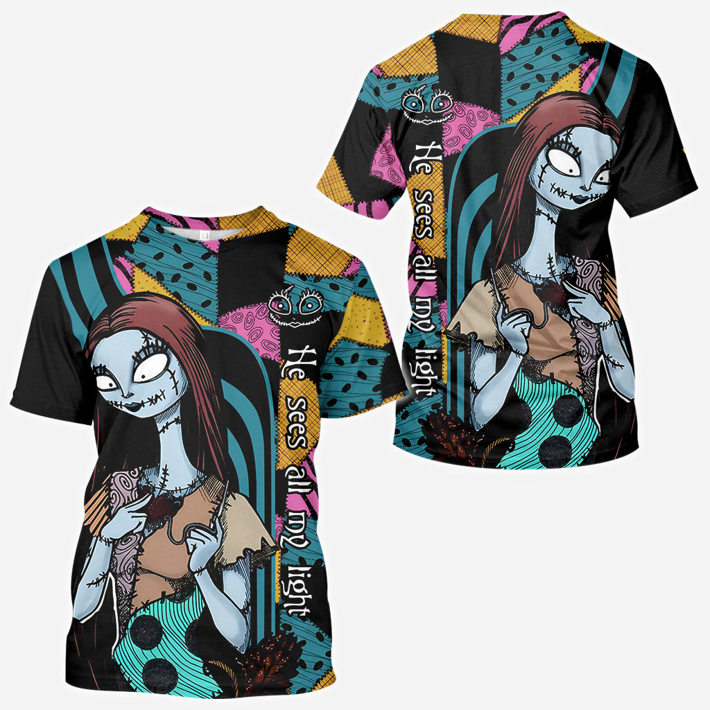 He Sees All My Light She Accepted All My Dark - Personalized Nightmare All Over Shirt