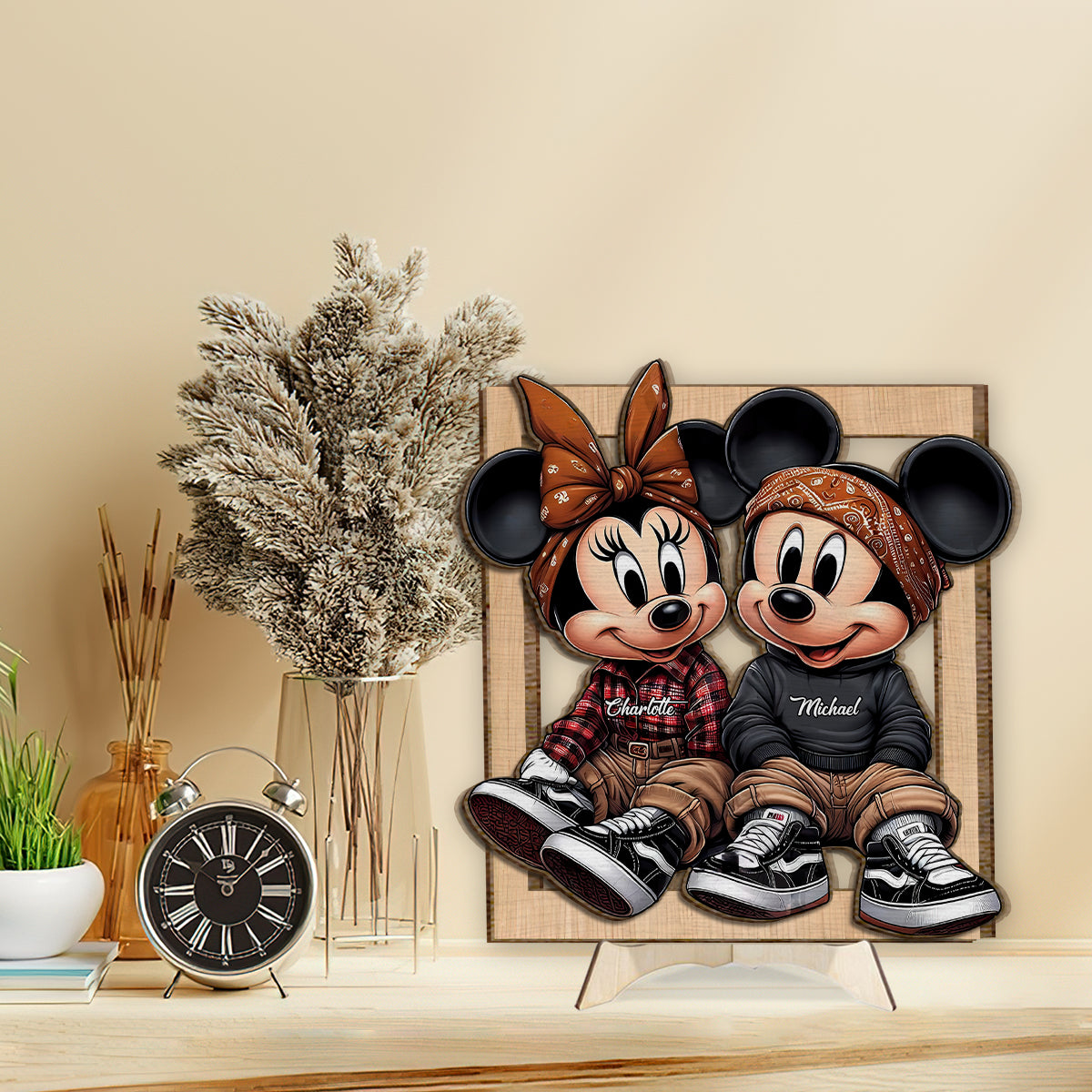 Chicano Mouse Couple - Personalized Mouse 2 Layered Wood Sign / Wood Plaque