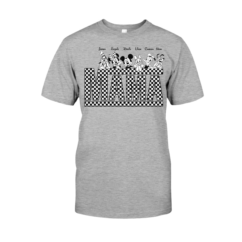 Vintage Checkered Mama Dada Mini Grandma Grandpa - Personalized Mouse T-shirt And Hoodie