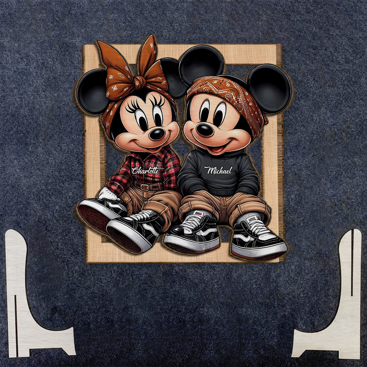 Chicano Mouse Couple - Personalized Mouse 2 Layered Wood Sign / Wood Plaque
