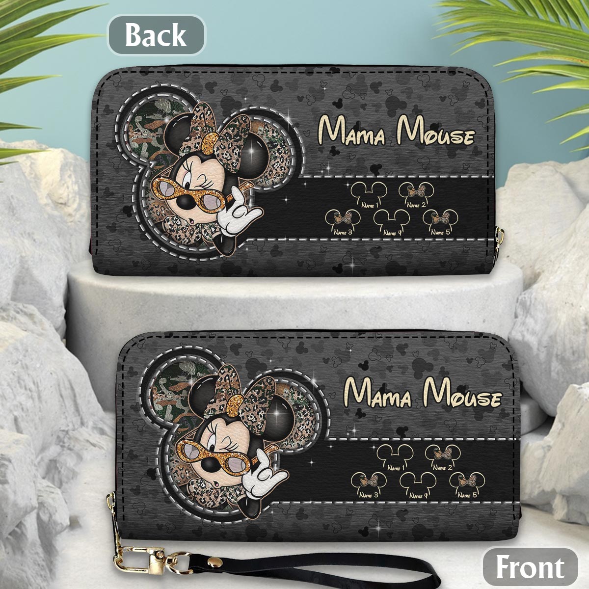 Mama Mouse - Personalized Mouse Leather Long Wallet