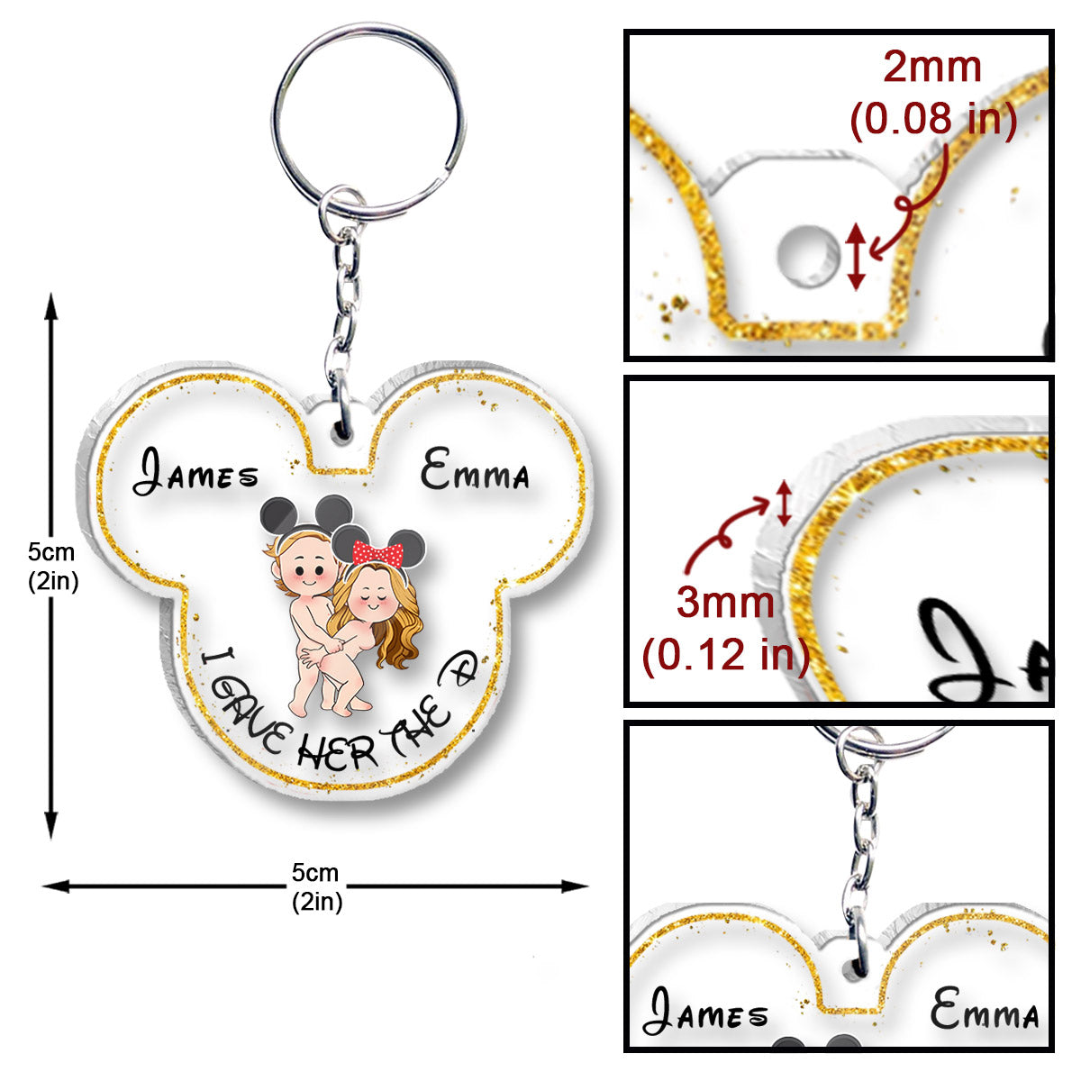 I Wanted The D I Gave Her The D Mouse Ears Couple - Personalized Mouse Transparent Keychain