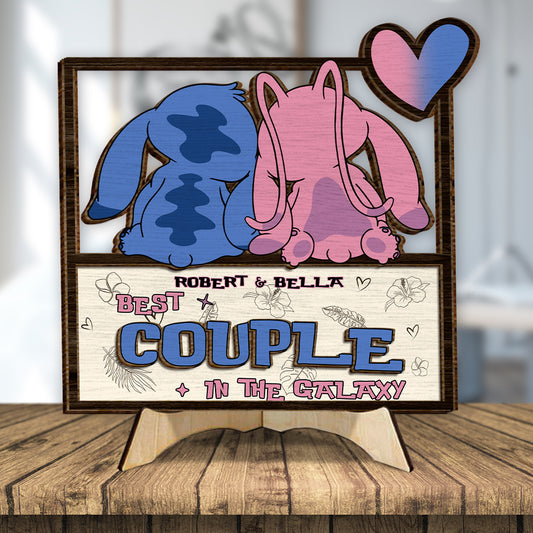 Best Couple In The Galaxy - Personalized Ohana 2 Layered Wood Sign / Wood Plaque