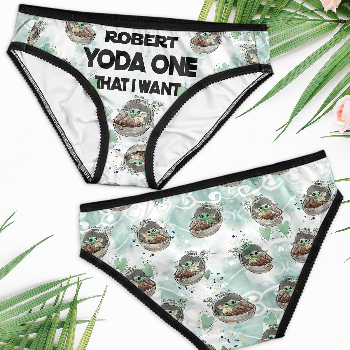 Yoda One That I Want - Personalized The Force Lace Border Women Briefs