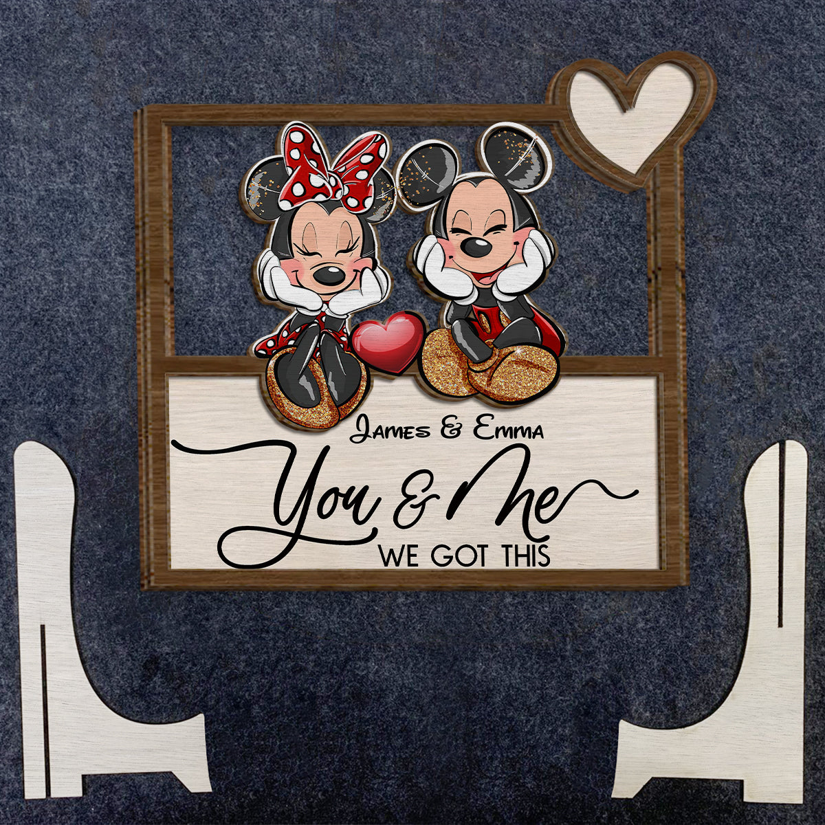 You And Me We Got This Magic Mouse Ears - Personalized Mouse 2 Layered Wood Sign / Wood Plaque